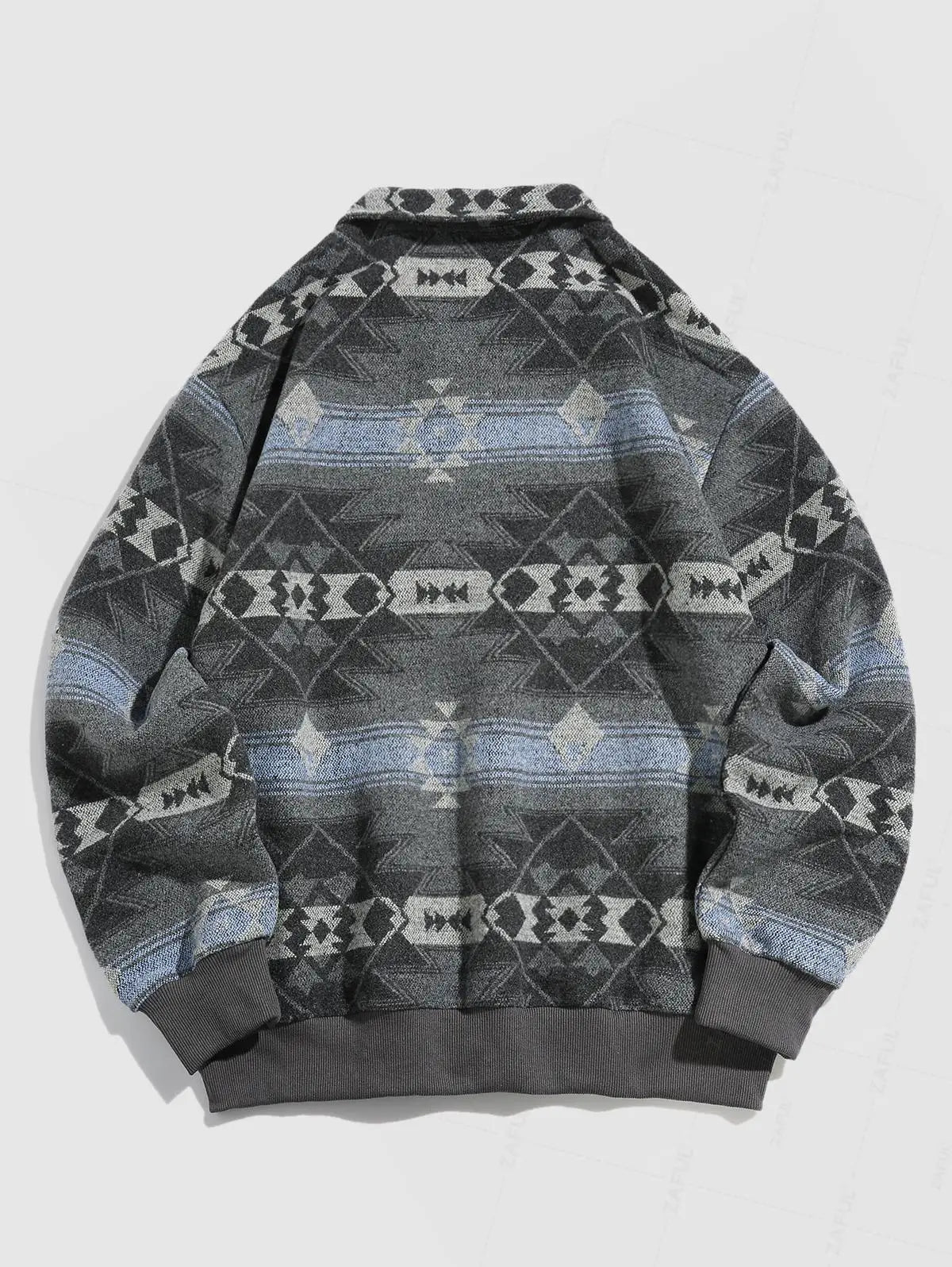 DAVI AZTEC PRINTED FUZZY SLEECE QUARTER ZIP