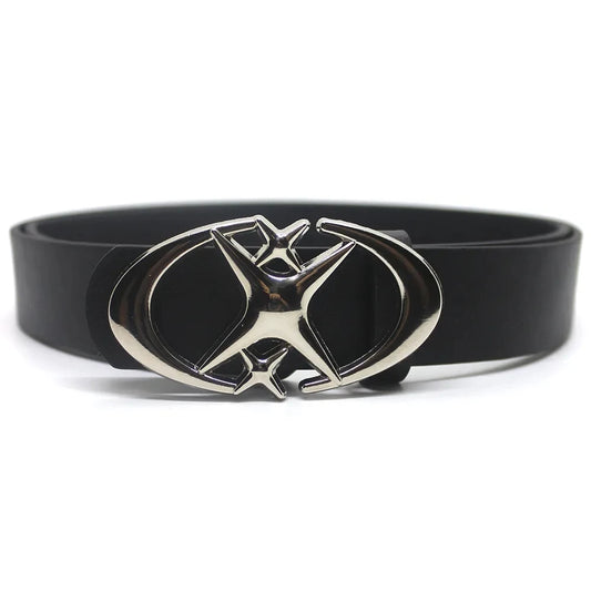 DAVI Y2k BELT PU LEATHER STAR BUCKLE