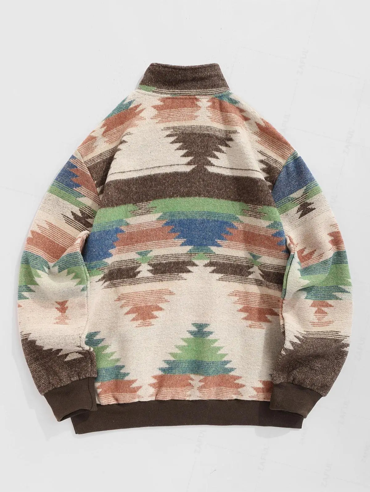 DAVI AZTEC PRINTED FUZZY SLEECE QUARTER ZIP