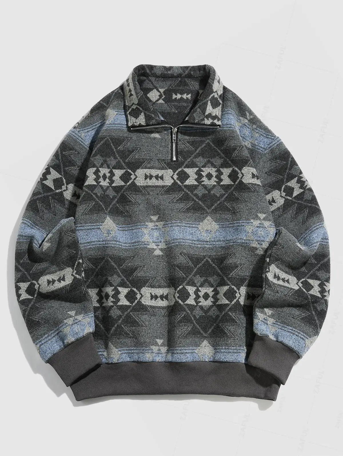 DAVI AZTEC PRINTED FUZZY SLEECE QUARTER ZIP