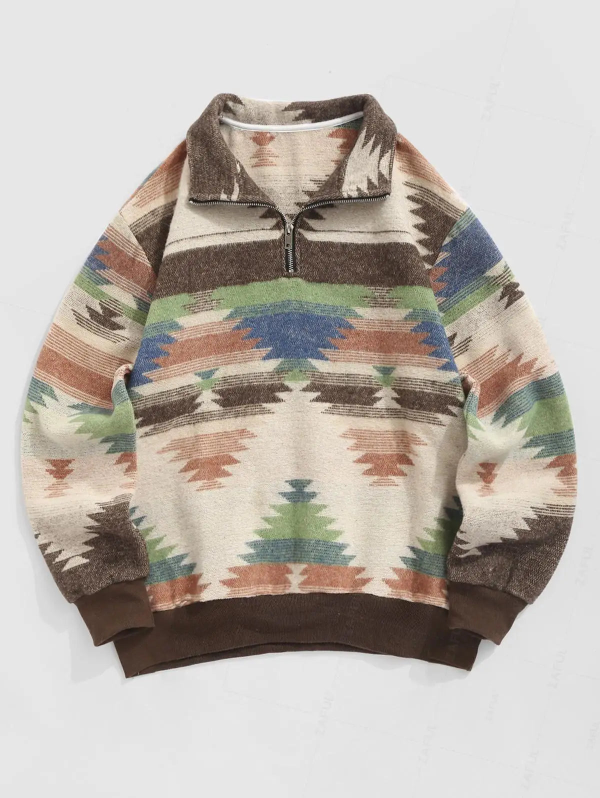 DAVI AZTEC PRINTED FUZZY SLEECE QUARTER ZIP