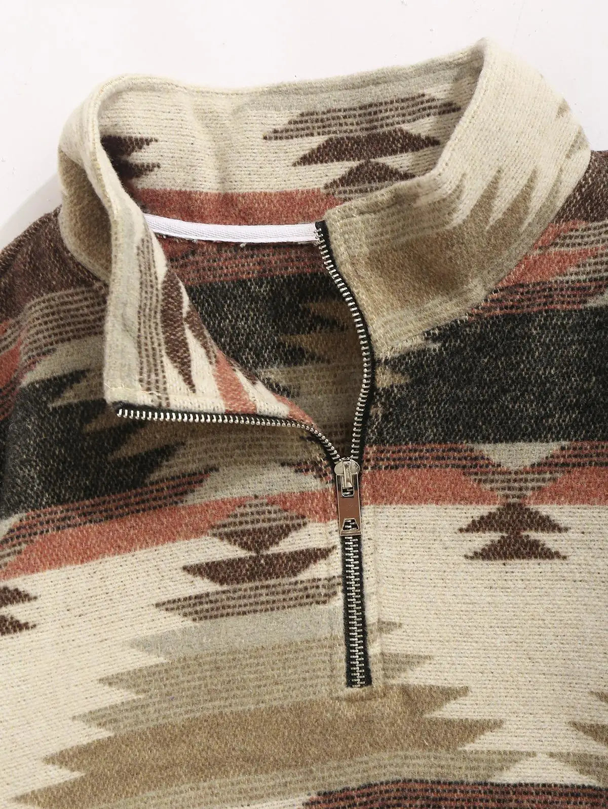 DAVI AZTEC PRINTED FUZZY SLEECE QUARTER ZIP