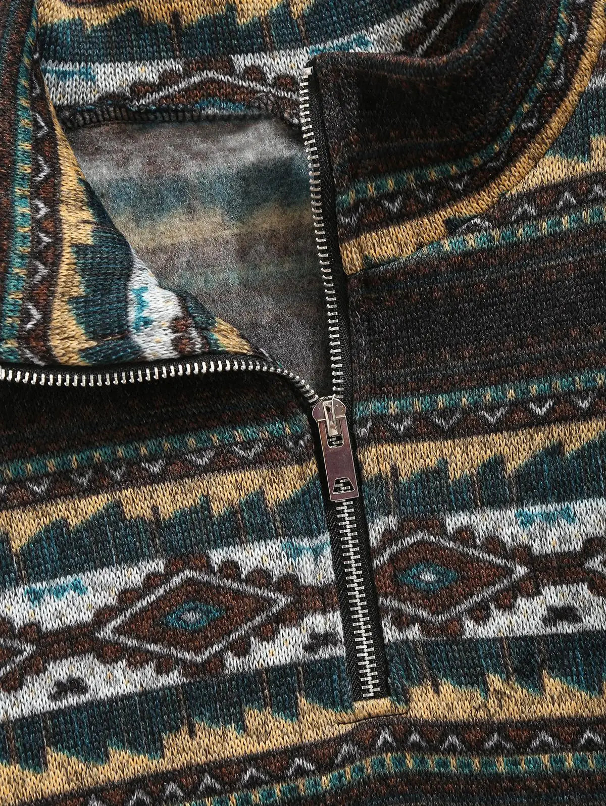 DAVI AZTEC PRINTED FUZZY SLEECE QUARTER ZIP