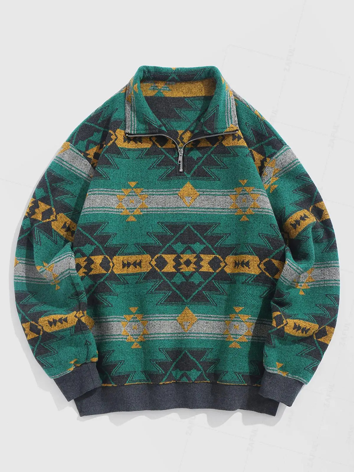 DAVI AZTEC PRINTED FUZZY SLEECE QUARTER ZIP