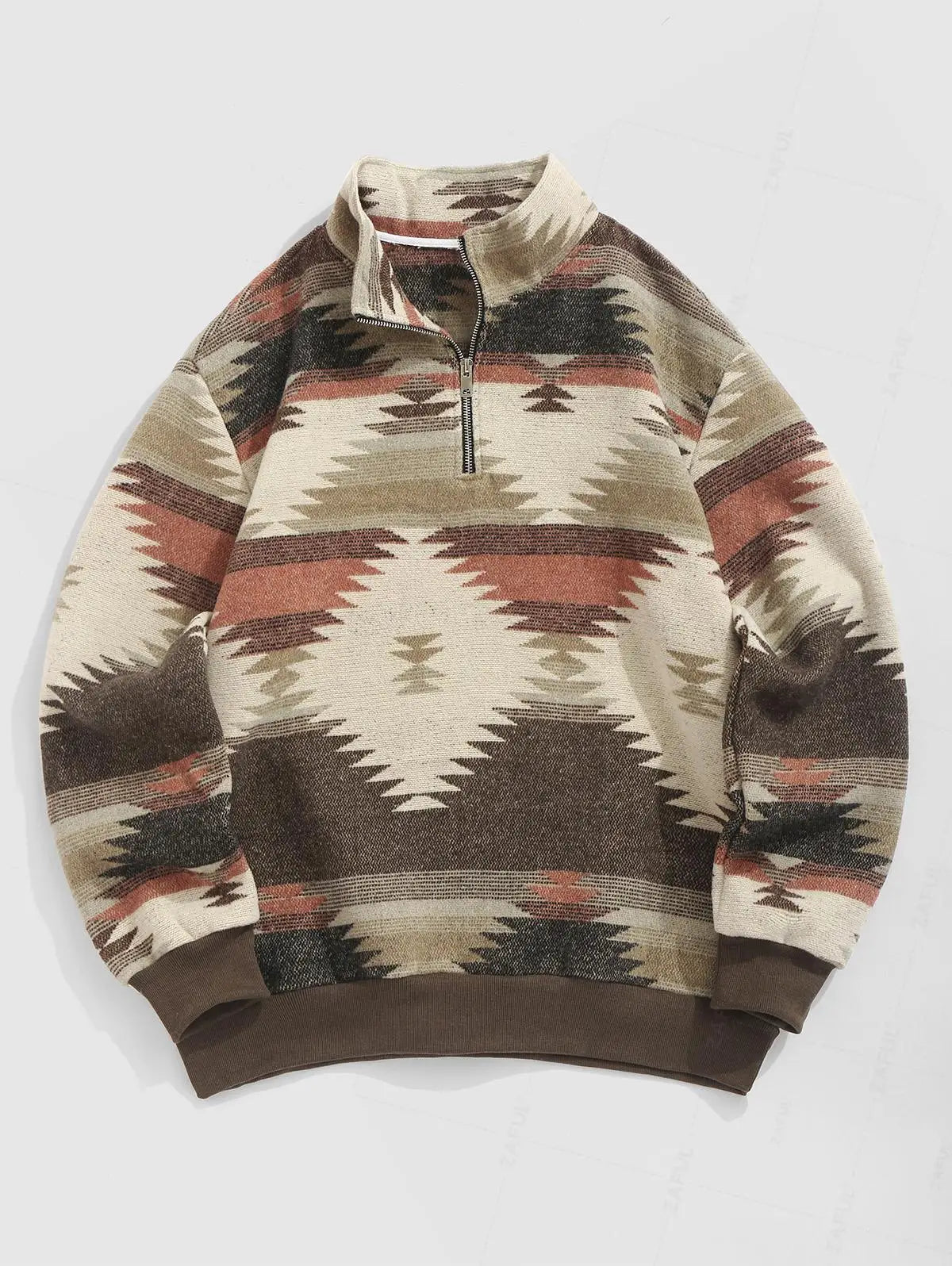 DAVI AZTEC PRINTED FUZZY SLEECE QUARTER ZIP